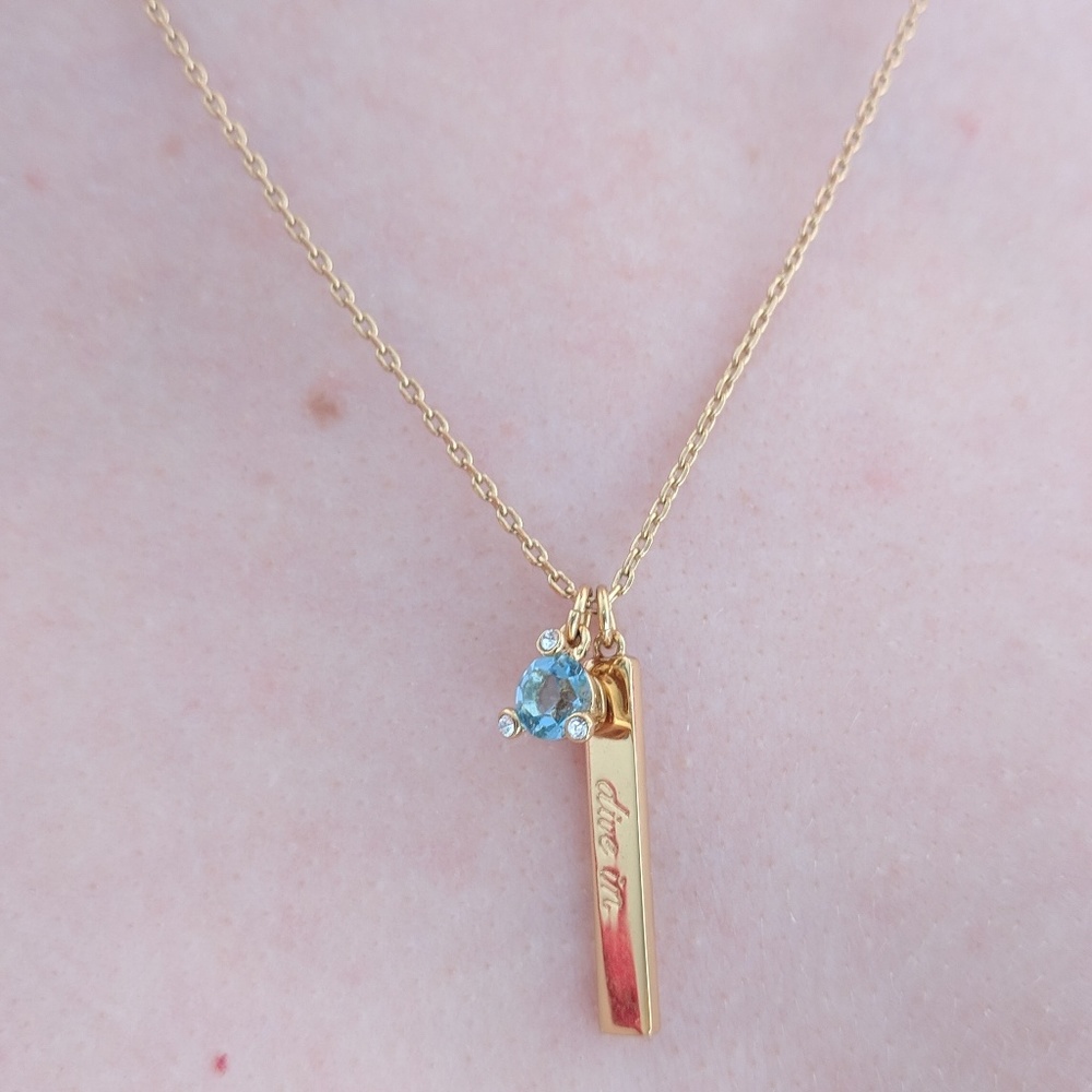 Kate Spade aquamarine march birthstone necklace